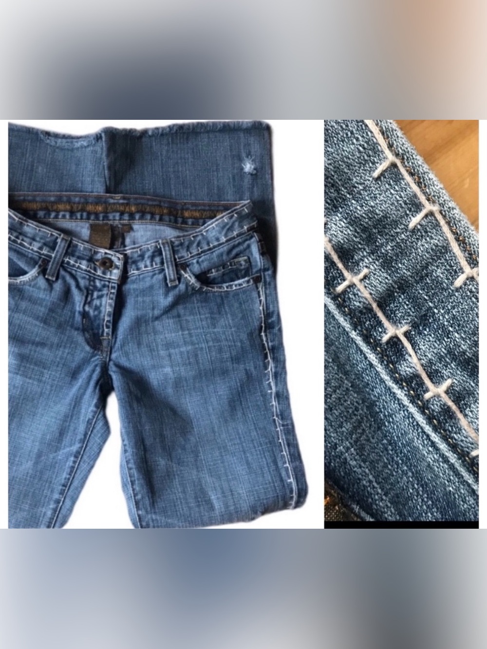 Switch USA 27 100% Cotton raw edge distressed boot cut medium wash jeans Size 27